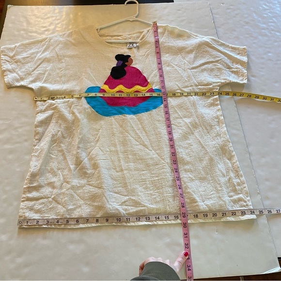 Alfredo’s Wife Tunic Top Womens Medium Made In USA Cream Organic Cotton Shirt - Picture 11 of 11